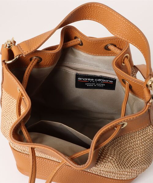 andrea cardone（アンドレアカルドネ）の「【ANDREA CARDONE】レザーハンドルラフィアコンビハンドバッグ(Q56444)（ハンドバッグ・レディース・ベージュ系その他・ALL）」の4枚目の写真