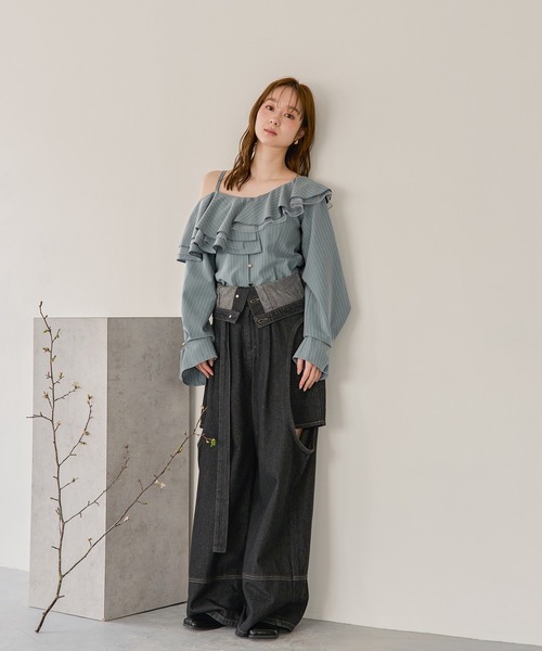 frill one shoulder tops / フリルワンショルダートップス