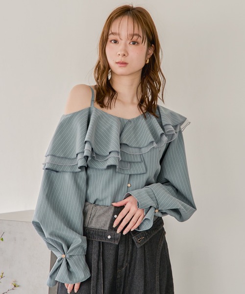 frill one shoulder tops / フリルワンショルダートップス（シャツ