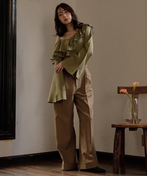 ワンショルダー　フリルトップス frill one shoulder tops / フリルワンショルダートップス（シャツ