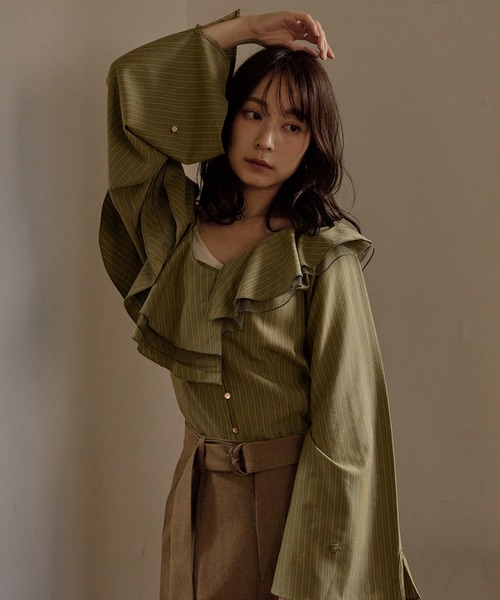 frill one shoulder tops / フリルワンショルダートップス