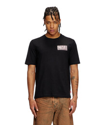 DIESEL :: ディーゼル Tシャツ t-HOXT T-HOXT Denim-look T-shirt with released hems｜ブルー｜メンズ