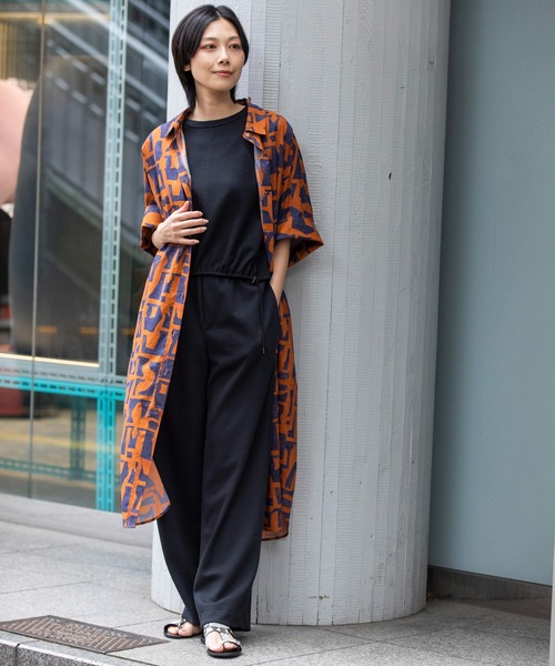 Munich(ミューニック)の「【DEVEAUX】コットンプリントシャツワンピース(ワンピース・レディース・ブラック/ブラウン/ブルー・FREE)」の9枚目の写真