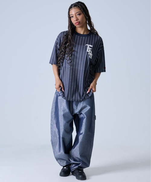 FUBU( フブ)の「FUBU/フブ ストライプ半袖Tシャツ メッシュ ロゴ 刺繍(Tシャツ/カットソー・メンズ・ホワイト/ネイビー/ブラック・L/XL/XXL/M)」の20枚目の写真