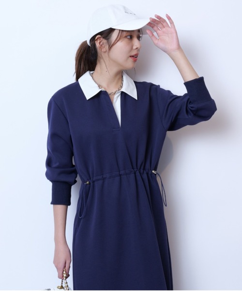 新品タグ付 JUSGLITTY 衿付ダンボールワンピース チャコールグレー M