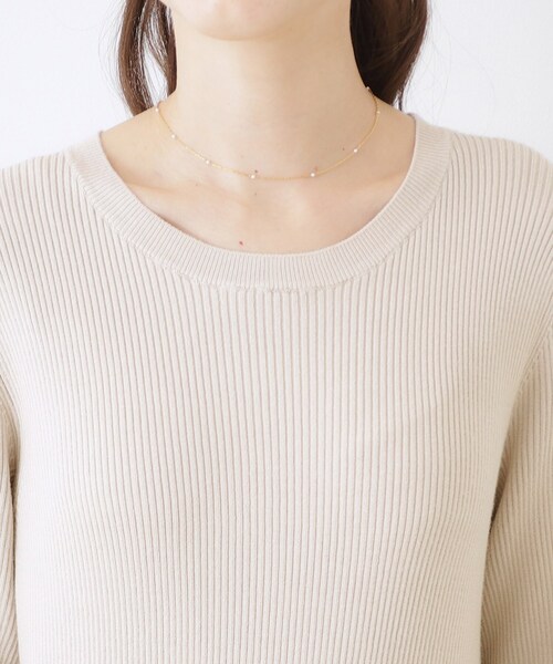 couture brooch（クチュールブローチ）の「【上品な落ち感・美シルエット】アイレットリブデザインニットワンピース（ワンピース・レディース・ネイビー/ベビーピンク/ライトグレー・36/42/38）」の19枚目の写真