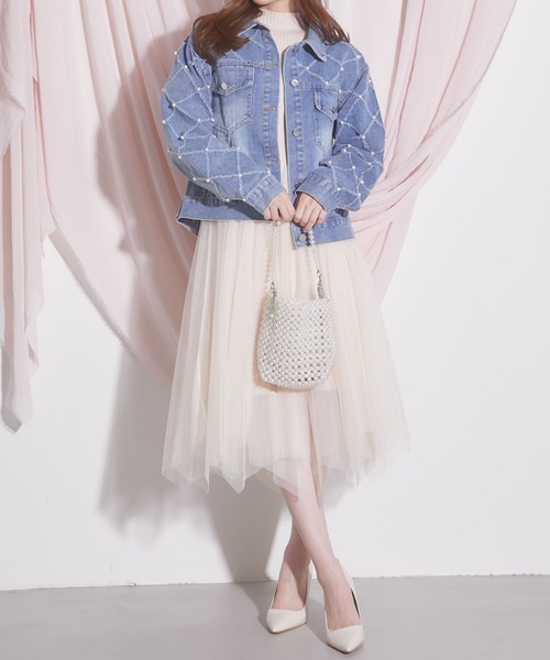 tocco closet（トッコ　クローゼット）の「【ZOZO限定】パールデニムジャケット（デニムジャケット・レディース・ブルー・M）」の2枚目の写真