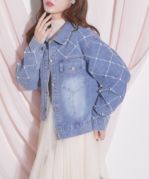 tocco closet（トッコ　クローゼット）の「【ZOZO限定】パールデニムジャケット（デニムジャケット・レディース・ブルー・M）」の6枚目の写真