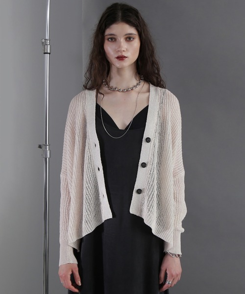 ROSE BUD（ローズバッド）の「ストローヤーンカーディガン（カーディガン/ボレロ・レディース・ブラック/ホワイト/ライトグリーン・ONE SIZE）」の2枚目の写真