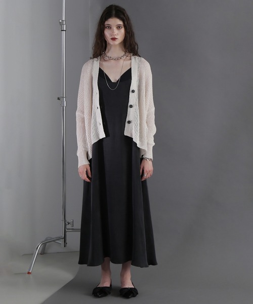 ROSE BUD（ローズバッド）の「ストローヤーンカーディガン（カーディガン/ボレロ・レディース・ブラック/ホワイト/ライトグリーン・ONE SIZE）」の4枚目の写真