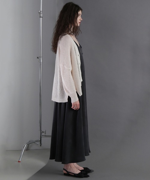 ROSE BUD（ローズバッド）の「ストローヤーンカーディガン（カーディガン/ボレロ・レディース・ブラック/ホワイト/ライトグリーン・ONE SIZE）」の5枚目の写真