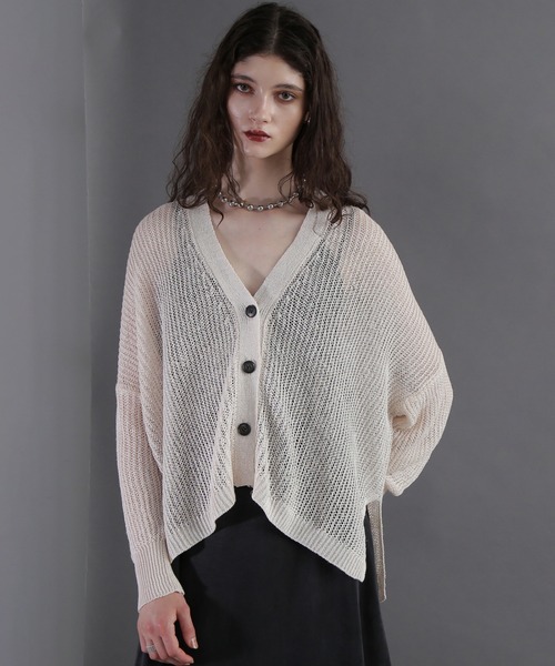 ROSE BUD（ローズバッド）の「ストローヤーンカーディガン（カーディガン/ボレロ・レディース・ブラック/ホワイト/ライトグリーン・ONE SIZE）」の8枚目の写真