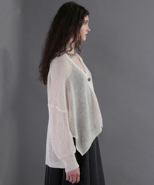 ROSE BUD（ローズバッド）の「ストローヤーンカーディガン（カーディガン/ボレロ・レディース・ブラック/ホワイト/ライトグリーン・ONE SIZE）」の9枚目の写真