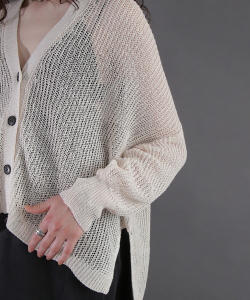 ROSE BUD（ローズバッド）の「ストローヤーンカーディガン（カーディガン/ボレロ・レディース・ブラック/ホワイト/ライトグリーン・ONE SIZE）」の12枚目の写真