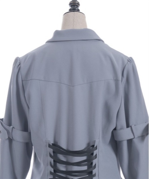 axes femme POETIQUE（アクシーズファムポエティック）の「ボンテージデザインジャケット（テーラードジャケット・レディース・ブラック/グレー・MEDIUM）」の16枚目の写真