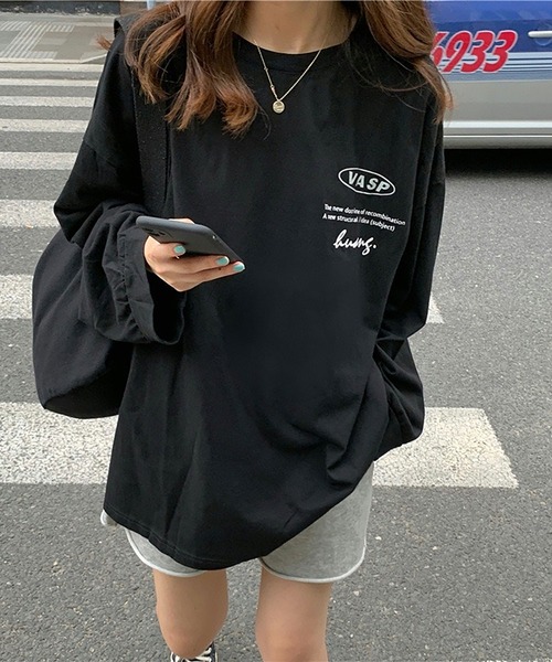 Asterellivi(アステレリビ)の「ビッグシルエットプリントロングTシャツ(Tシャツ/カットソー・レディース・ブラック/ブルー/ホワイト・FREE)」の5枚目の写真
