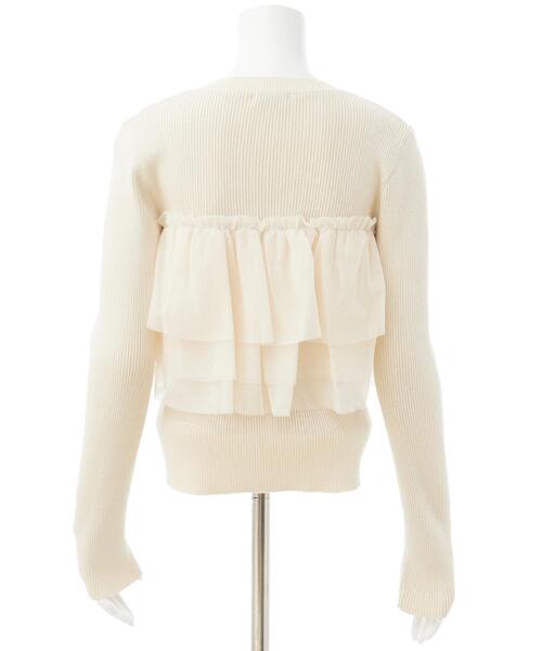 INGNI（イング）の「チュールフリルドッキングニット（ニット/セーター・レディース・アイボリー/ブラック/グレー・M）」の6枚目の写真