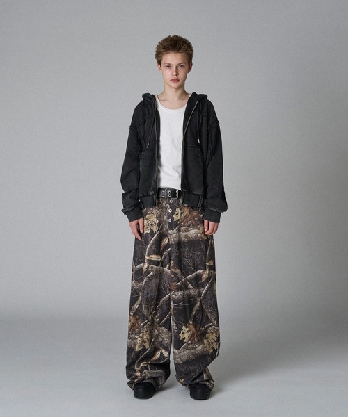 WISH FOR EVER（ウィッシュフォーエバー）の「ASSORT HEAVY WEIGHT FRINGE BELT LOOP DOUBLE ZIP HOODIE/アソートヘビーウエイトフリンジベルトループダブルジップフーディ（パーカー・メンズ・ピンク/ブラウン/ブラック・LARGE/MEDIUM）」の4枚目の写真