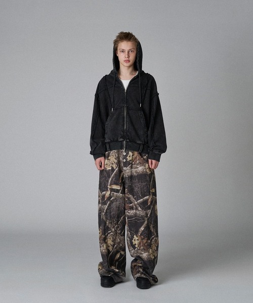 WISH FOR EVER（ウィッシュフォーエバー）の「ASSORT HEAVY WEIGHT FRINGE BELT LOOP DOUBLE ZIP HOODIE/アソートヘビーウエイトフリンジベルトループダブルジップフーディ（パーカー・メンズ・ピンク/ブラウン/ブラック・LARGE/MEDIUM）」の5枚目の写真