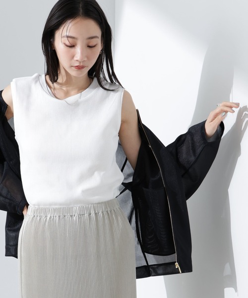 NANO universe(ナノユニバース)の「UVカット抗菌防臭吸水速乾イージーケアノースリーブ(Tシャツ/カットソー・レディース・ブラック/ホワイト/ベージュ・FREE)」の14枚目の写真