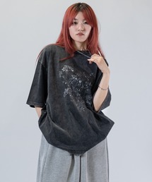 Naive magic（ナイーブマジック）の「【a】〔Naive Magic〕スノーウォッシュ フラワー/アブストラクト プリントTシャツ（Tシャツ/カットソー）」