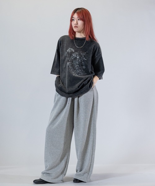 Naive magic(ナイーブマジック)の「【a】〔Naive Magic〕スノーウォッシュ フラワー/アブストラクト プリントTシャツ(Tシャツ/カットソー・メンズ・ブラック系1/ブラック系2・MEDIUM/LARGE)」の6枚目の写真