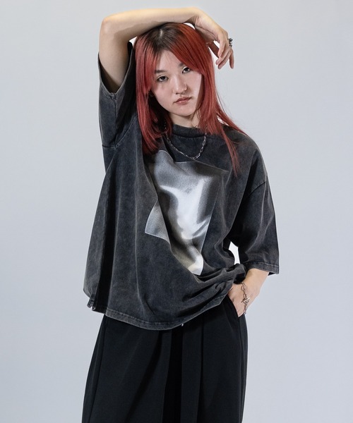 Naive magic(ナイーブマジック)の「【a】〔Naive Magic〕スノーウォッシュ フラワー/アブストラクト プリントTシャツ(Tシャツ/カットソー・メンズ・ブラック系1/ブラック系2・MEDIUM/LARGE)」の12枚目の写真