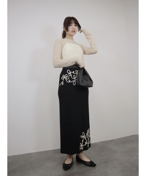 ジル♡ニット、スカート、ブラウス コットン混ニット・スカートセットアップ/DoCLASSE