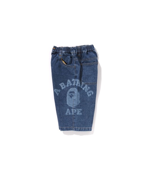 A BATHING APE（アベイシングエイプ）の「COLLEGE MIDDLE LENGTH 10OZ DENIM SHORTS（デニムパンツ・キッズ・インディゴブルー・140/100/130/120/110）」の3枚目の写真