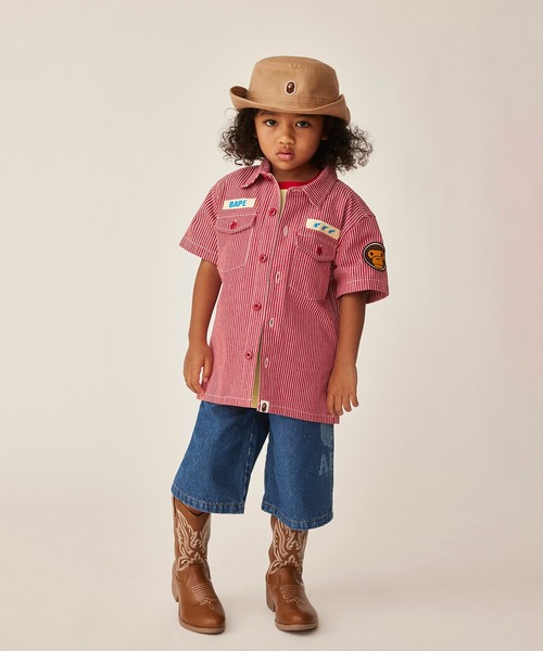 A BATHING APE（アベイシングエイプ）の「COLLEGE MIDDLE LENGTH 10OZ DENIM SHORTS（デニムパンツ・キッズ・インディゴブルー・140/100/130/120/110）」の5枚目の写真