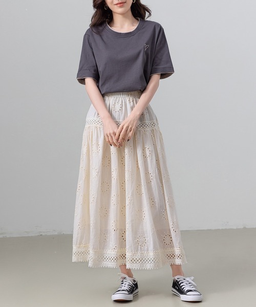 DAY CLOSET(デイ クローゼット)の「レディース ふんわりパンチングレースフレアスカート(スカート・レディース・ブラック/アイボリー/ホワイト・FREE)」の20枚目の写真