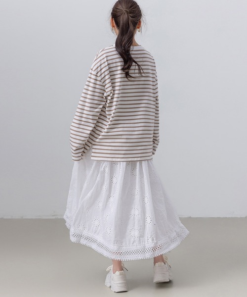 DAY CLOSET(デイ クローゼット)の「レディース ふんわりパンチングレースフレアスカート(スカート・レディース・ブラック/アイボリー/ホワイト・FREE)」の7枚目の写真