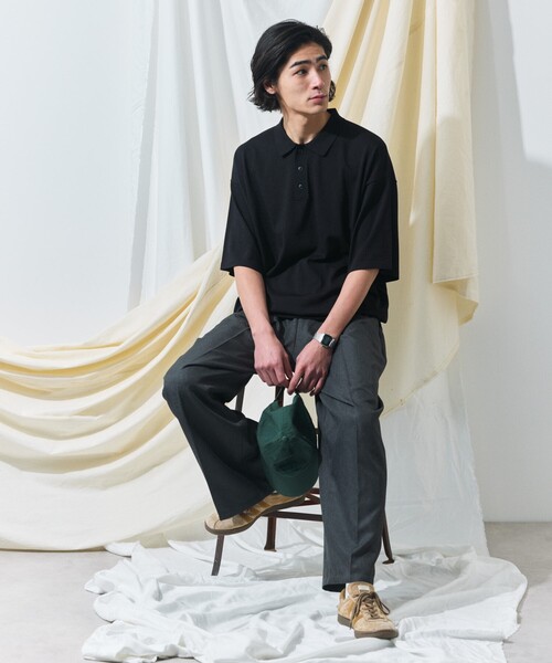 FREAK'S STORE(フリークスストア)の「限定展開 Relax Fit リラックスフィット ニットポロシャツ / 接触冷感(ポロシャツ・メンズ・ブラック/ネイビー/グレー系その他/チャコールグレー/ブラック系その他2/ブラック系その他/ベージュ・LARGE/MEDIUM/SMALL)」の8枚目の写真