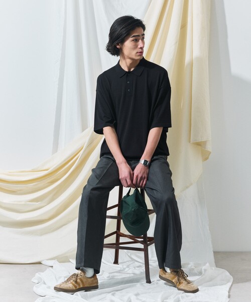 FREAK'S STORE(フリークスストア)の「限定展開 Relax Fit リラックスフィット ニットポロシャツ / 接触冷感(ポロシャツ・メンズ・ブラック/ネイビー/グレー系その他/チャコールグレー/ブラック系その他2/ブラック系その他/ベージュ・LARGE/MEDIUM/SMALL)」の9枚目の写真