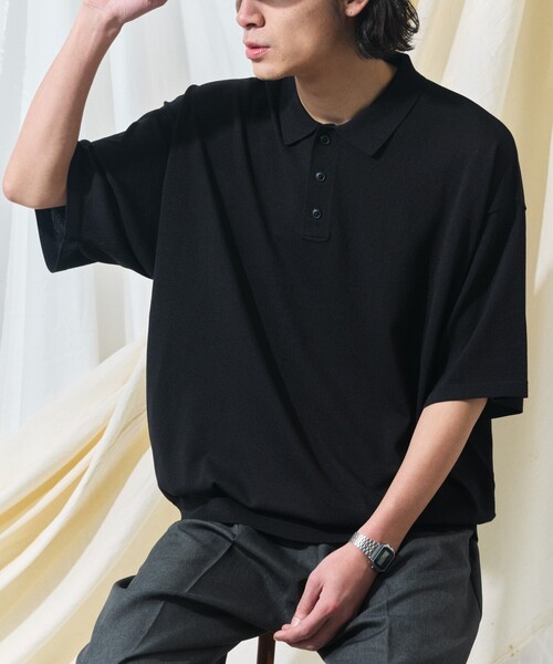 FREAK'S STORE(フリークスストア)の「限定展開 Relax Fit リラックスフィット ニットポロシャツ / 接触冷感(ポロシャツ・メンズ・ブラック/ネイビー/グレー系その他/チャコールグレー/ブラック系その他2/ブラック系その他/ベージュ・LARGE/MEDIUM/SMALL)」の11枚目の写真