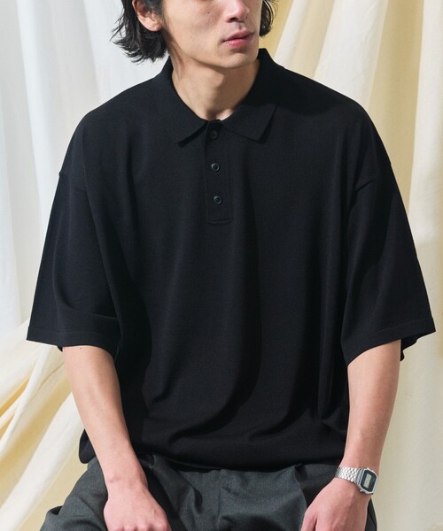 FREAK'S STORE(フリークスストア)の「限定展開 Relax Fit リラックスフィット ニットポロシャツ / 接触冷感(ポロシャツ・メンズ・ブラック/ネイビー/グレー系その他/チャコールグレー/ブラック系その他2/ブラック系その他/ベージュ・LARGE/MEDIUM/SMALL)」の13枚目の写真