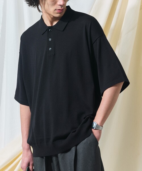 FREAK'S STORE(フリークスストア)の「限定展開 Relax Fit リラックスフィット ニットポロシャツ / 接触冷感(ポロシャツ・メンズ・ブラック/ネイビー/グレー系その他/チャコールグレー/ブラック系その他2/ブラック系その他/ベージュ・LARGE/MEDIUM/SMALL)」の14枚目の写真