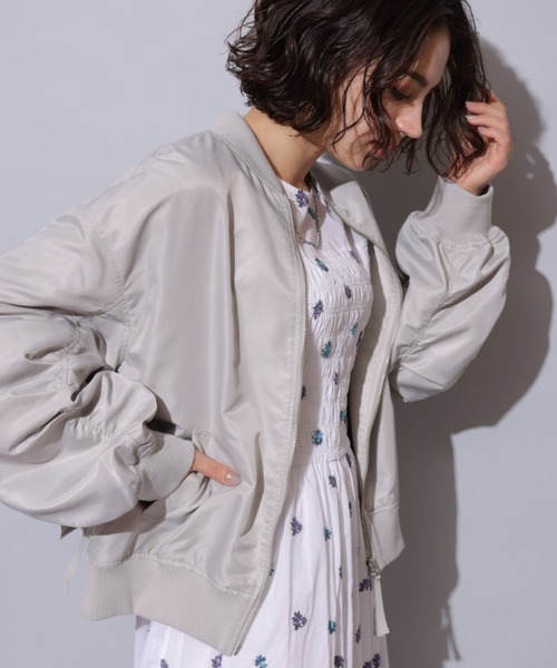 Arpege story❤︎BackリボンMA-1❤︎ライトグレー Arpege story BackリボンMA-1 ライトグレー S