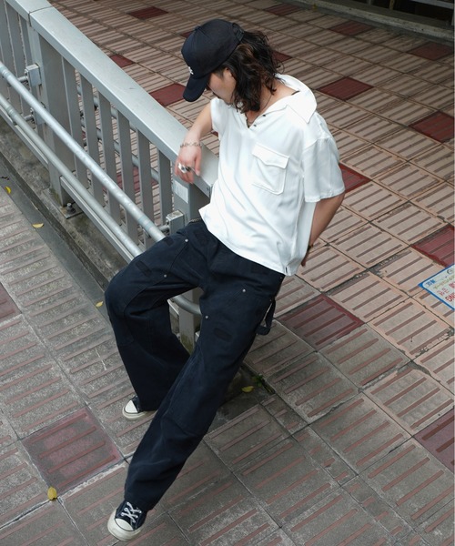 Noen(ノエン)の「レーヨンプルオーバー半袖シャツ(シャツ/ブラウス・メンズ・ブラック/ホワイト・MEDIUM/LARGE)」の6枚目の写真