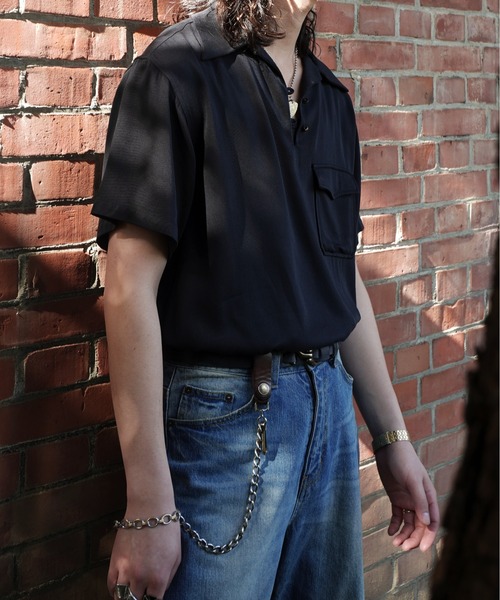 Noen(ノエン)の「レーヨンプルオーバー半袖シャツ(シャツ/ブラウス・メンズ・ブラック/ホワイト・MEDIUM/LARGE)」の20枚目の写真