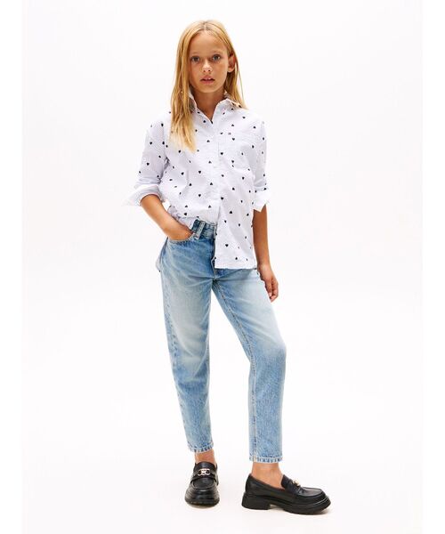 TOMMY HILFIGER(トミーヒルフィガー)の「GIRLS オールオーバープリント ストライプ ロングスリーブシャツ(シャツ/ブラウス・キッズ・ブルー・140cm/130cm)」の3枚目の写真