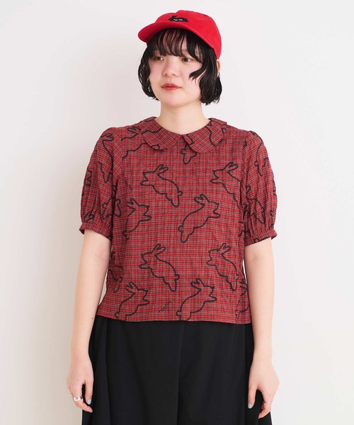 ブラウス シャツ run rabbit 丸襟ブラウス レディース I am in fact ブラウス シャツ run rabbit 丸襟ブラウス