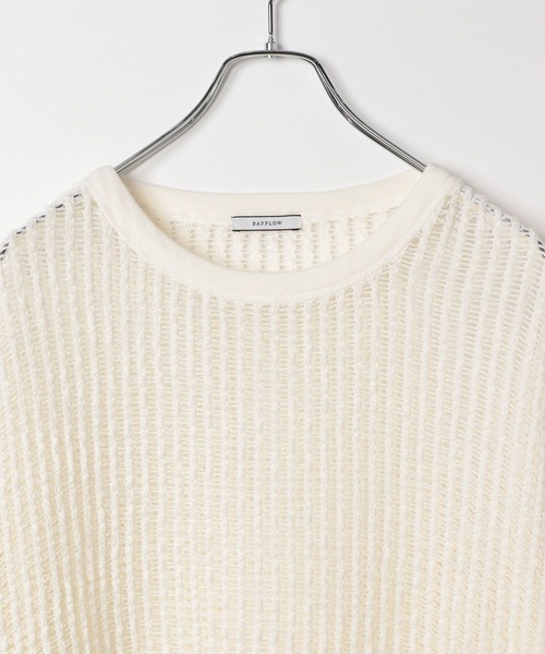 BAYFLOW（ベイフロー）の「リラックスメッシュプルオーバー（Tシャツ/カットソー・レディース・グリーン/チャコール/オフホワイト・FREE）」の16枚目の写真