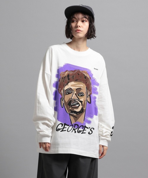 GEORGE'S（ジョージズ）の「bend(s)グラフィックロンT（Tシャツ/カットソー・メンズ・ホワイト×レッド/ホワイト×パープル/ホワイト×イエロー・MEDIUM/LARGE）」の2枚目の写真