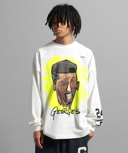 GEORGE'S（ジョージズ）の「bend(s)グラフィックロンT（Tシャツ/カットソー・メンズ・ホワイト×レッド/ホワイト×パープル/ホワイト×イエロー・MEDIUM/LARGE）」の3枚目の写真