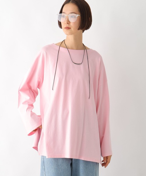LEPSIM(レプシィム)の「ボートネックチュニック 290263(Tシャツ/カットソー・レディース・ブラック/オフホワイト/ライトピンク・FREE)」の3枚目の写真
