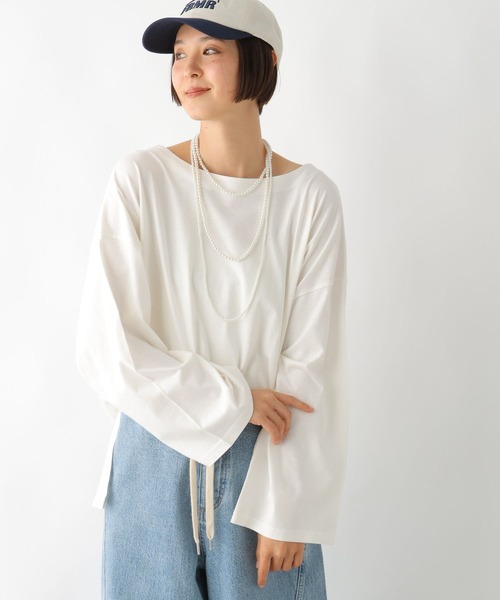 LEPSIM(レプシィム)の「ボートネックチュニック 290263(Tシャツ/カットソー・レディース・ブラック/オフホワイト/ライトピンク・FREE)」の5枚目の写真