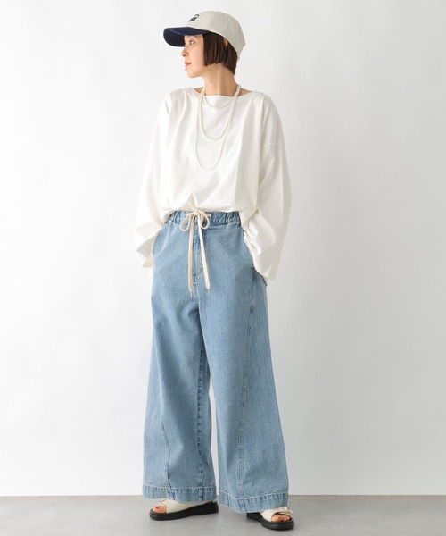 LEPSIM(レプシィム)の「ボートネックチュニック 290263(Tシャツ/カットソー・レディース・ブラック/オフホワイト/ライトピンク・FREE)」の7枚目の写真