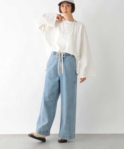 LEPSIM(レプシィム)の「ボートネックチュニック 290263(Tシャツ/カットソー・レディース・ブラック/オフホワイト/ライトピンク・FREE)」の9枚目の写真