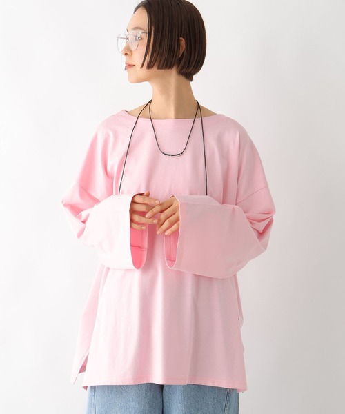 LEPSIM(レプシィム)の「ボートネックチュニック 290263(Tシャツ/カットソー・レディース・ブラック/オフホワイト/ライトピンク・FREE)」の16枚目の写真